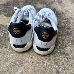 Tory Burch Black and White Sneakers with Gold Logo